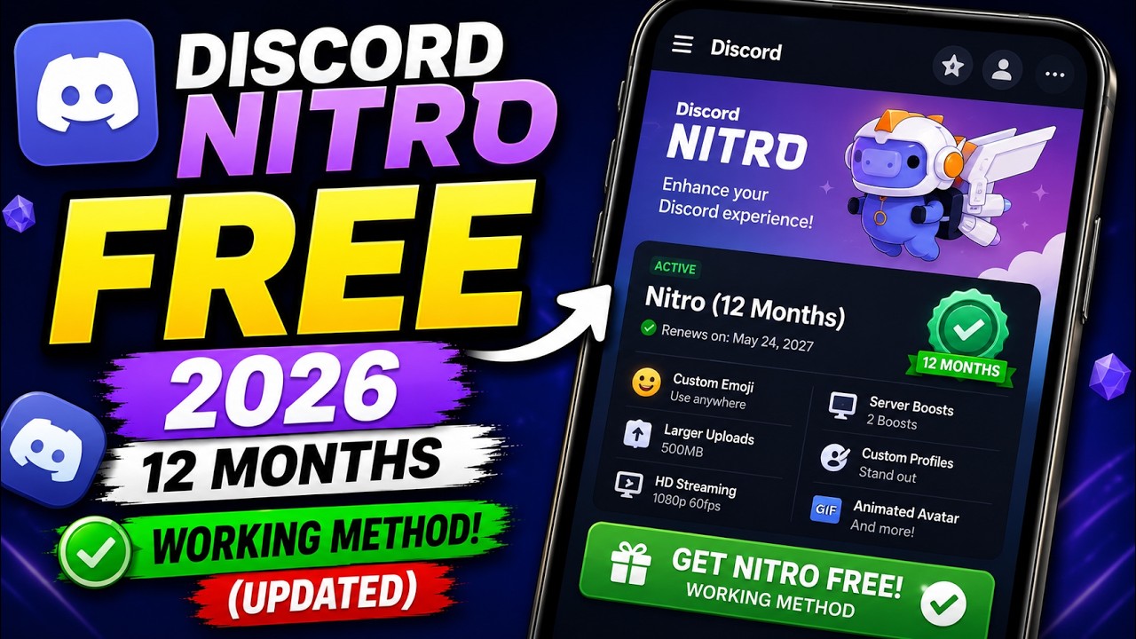 Nitro Method How To Get Discord Nitro FREE 2026 12 Months Working Method (UPDATED ...