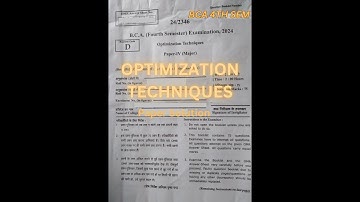 MGKVP BCA 4th Sem | Optimization Techniques Paper Solution | Step-by-Step Guide