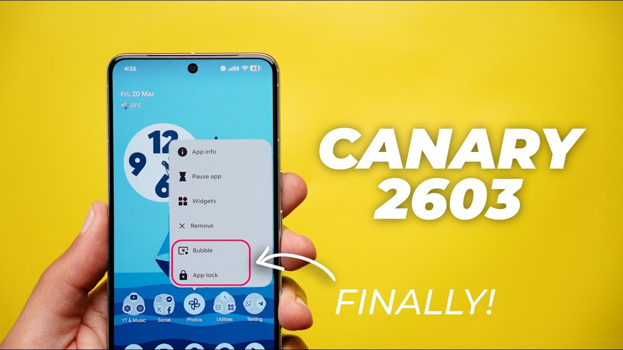 Android Canary 2603 – App Lock, Bubble Apps & New Features!