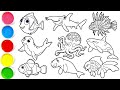 Draw 9 Amazing Sea Animals in Minutes - Dory, Hammerhead Shark, Lionfish, Seal, Octopus &amp; others