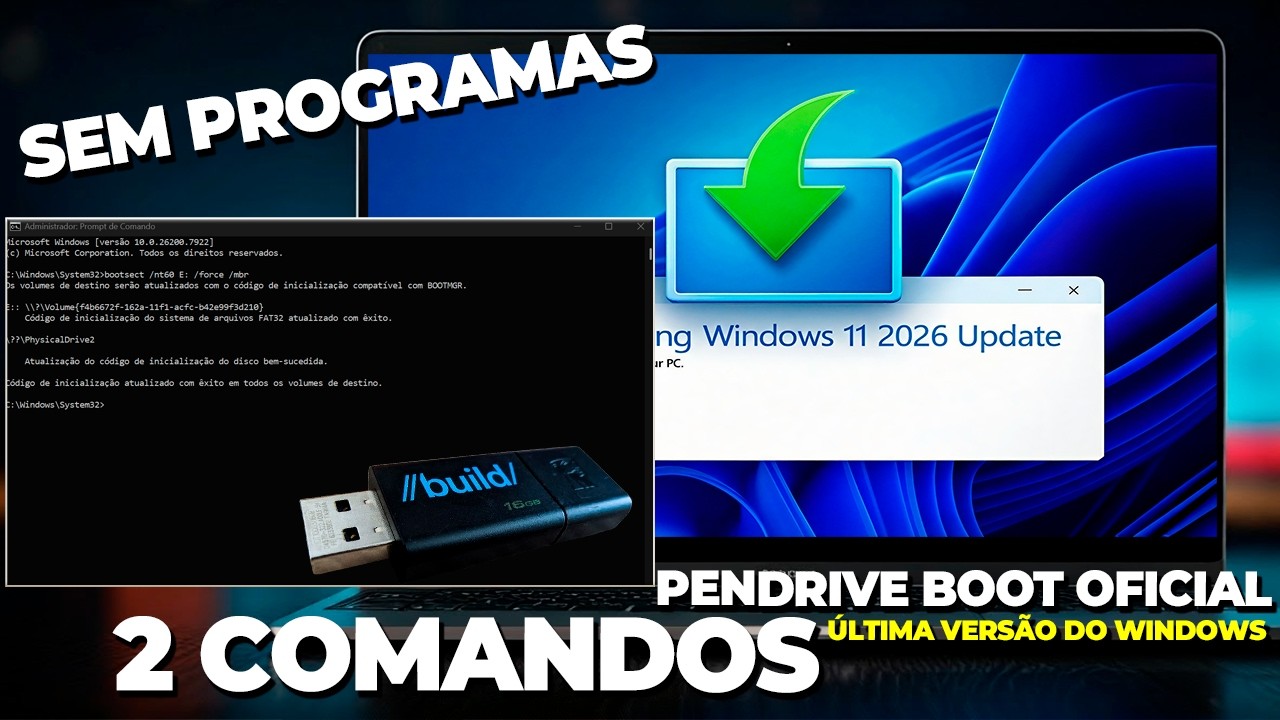 Comando OFICIAL Cria PENDRIVE BOOT que INSTALA a  ÚLTIMA Versão do Windows em QUALQUER PC