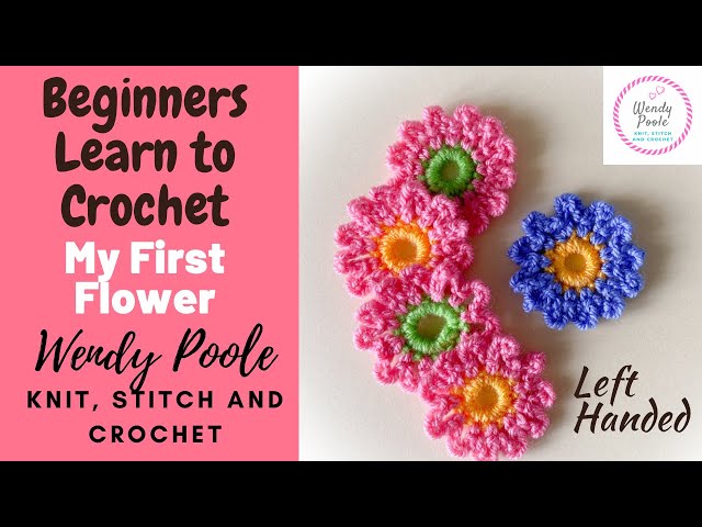 Beginners Learn to Crochet - Crochet Flower - (Left Handed) Wendy