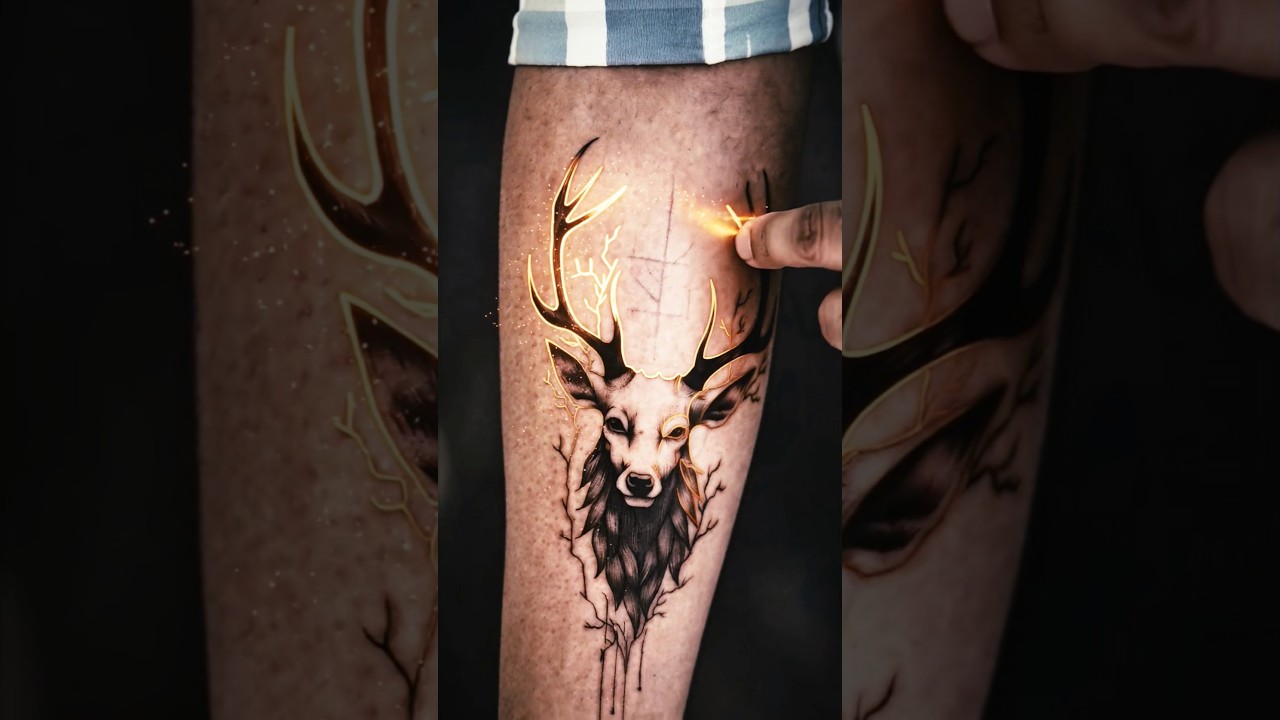 This Deer Tattoo is MAJESTIC 🦌🔥 | Realistic Stag Forearm Tattoo | Kamz Inkzone #shorts #tattoo