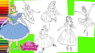 Coloring Pages Disney Princess Ballet Costume Belle Cinderella Snow White Aurora screenshot 4