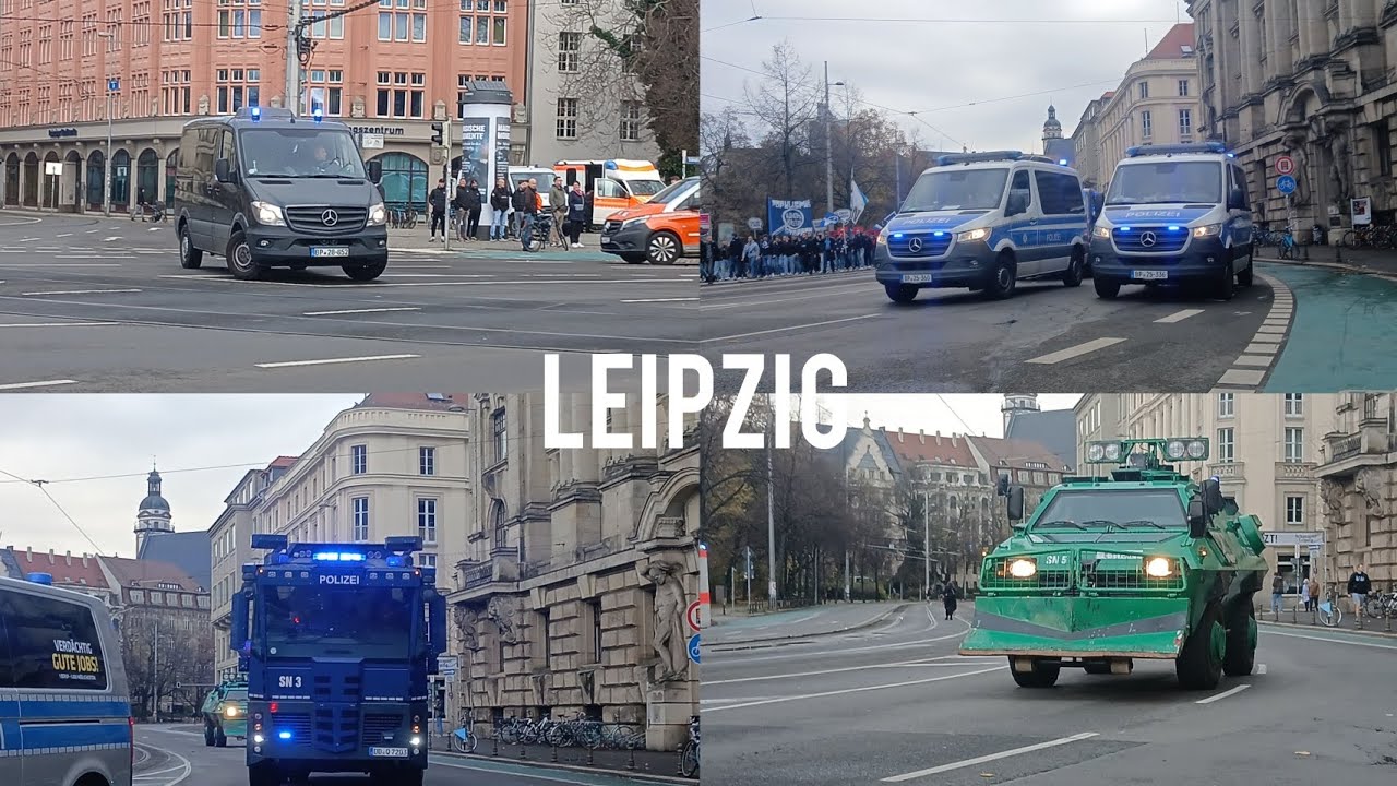 (Fandemo in Leipzig) Großeinsatz von der Bereitschaftspolizei Sachsen,Thüringen und Baden-Württember
