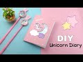 How to make unicorn diary with paper without cardboard  diy unicorn diary without gluegun  unicorn