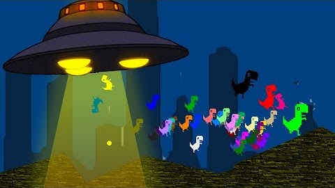 Google Chrome Dinosaur Game Dino Run Escape From the UFO Ships  -  T-rex chrome dinosaur - Algodoo