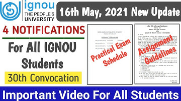 IGNOU Released 4 New Notifications For All Students | Practical Exam Schedule | Assignment Guideline