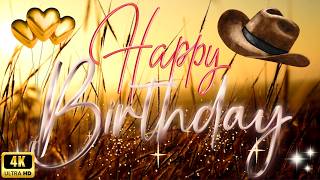 Happy Birthday Background Loop in Black &amp; Gold - 2 Hour Happy Birthday Video Background 4K