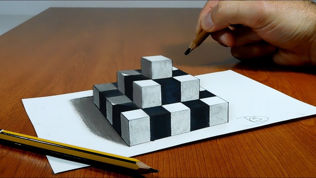 3D Trick Art on Paper Chess Pyramid - YouTube