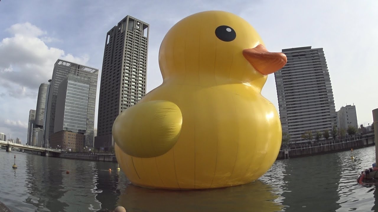 【ラバーダック】 中之島に巨大アヒルがやってきた＠ほたるまち 2014冬 