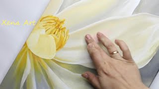 White Magnolia Flower / Acrylic Painting Step by Step #216