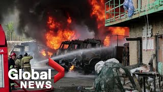 Fire engulfs oil depot in Donetsk region; Ukraine says Russia escalating eastern offensive