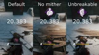 Recovery speed comparison with no mither and unbreakable