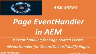AEM Tutorial #52 | Event Handling #7 | Event Handling for page actions in AEM