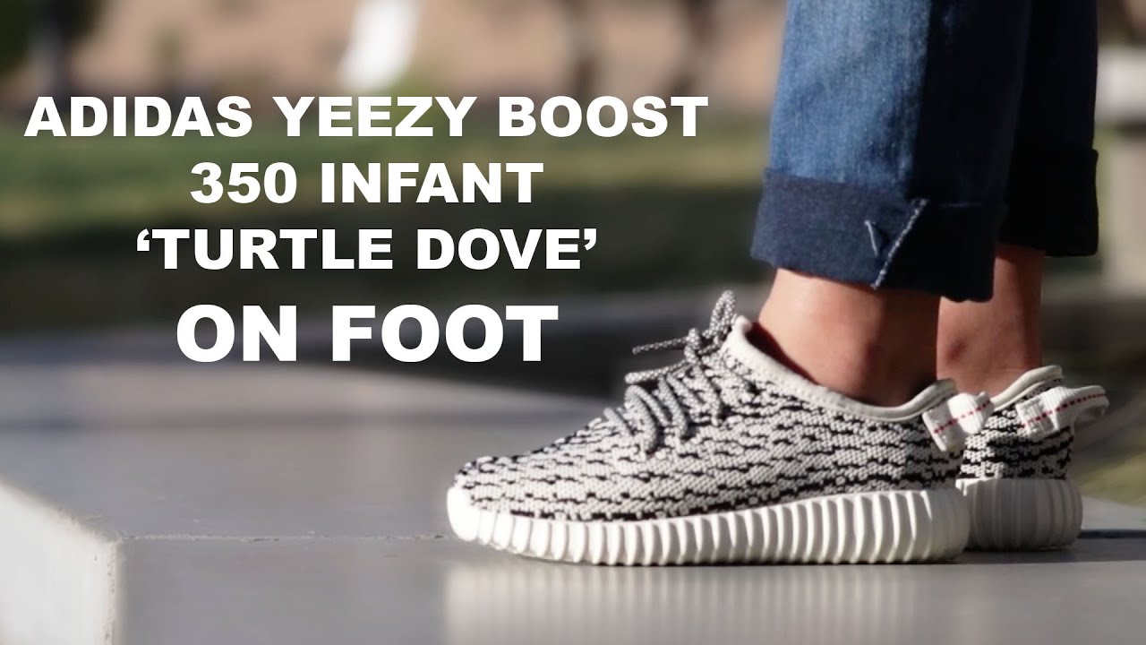 yeezy turtle dove on feet