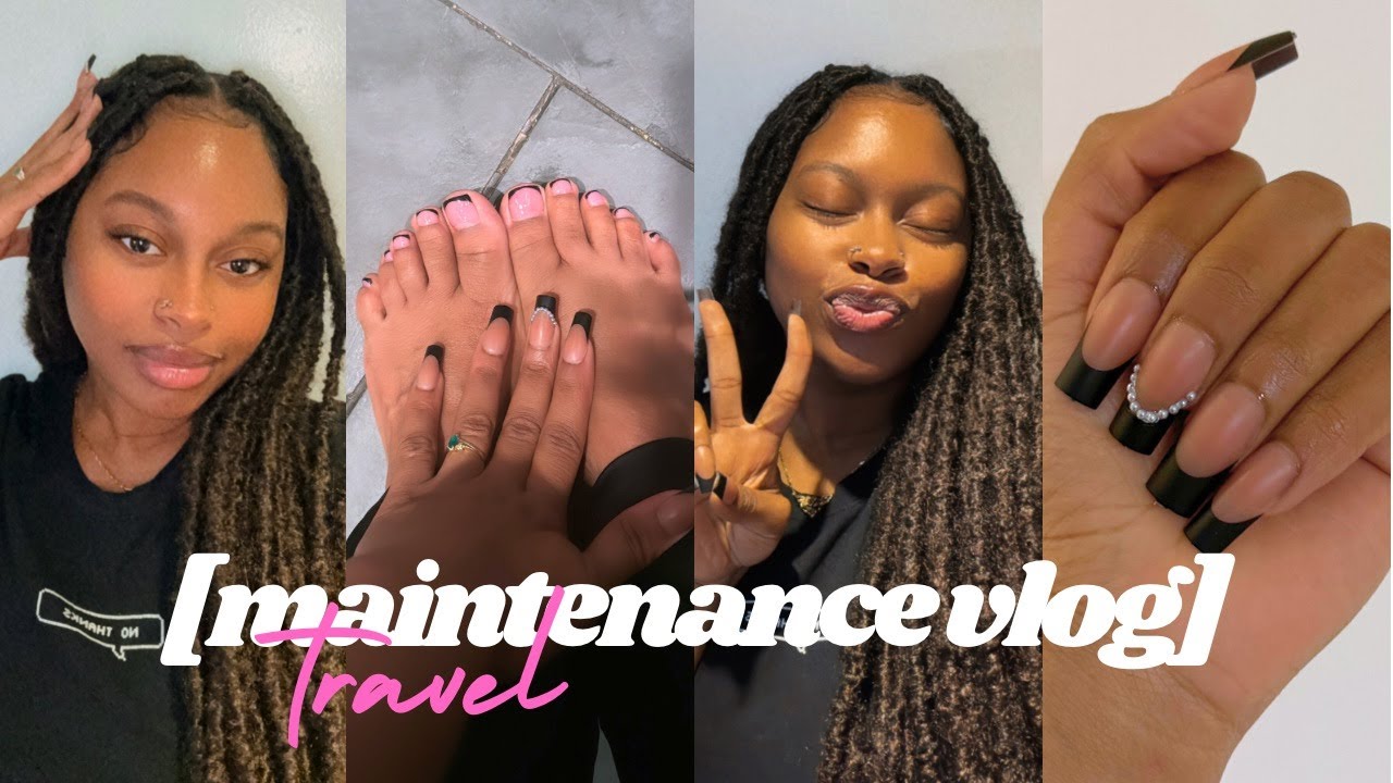 Travel maintenance vlog DIY butterfly locs, viral tiktok press ons
