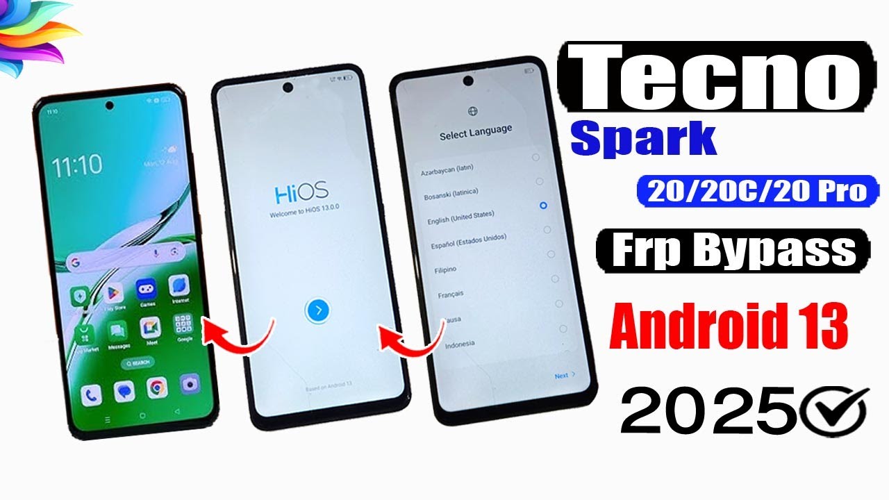 Tecno Spark 20/20c/20 Pro FRP Bypass 2025 |Tecno Android 13 | Google Account Bypass Without PC 2025