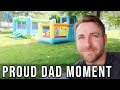 PROUD DAD MOMENT // KIDS REACTION TO OUR BACKYARD WATER PARK // BEASTON FAMILY VIBES