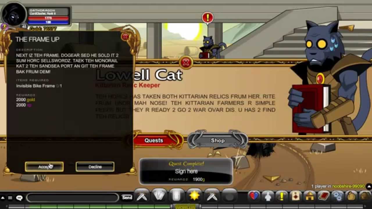 =AQW= Noobshire mem-only walkthrough