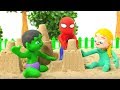 SUPERHERO BABIES MAKE SAND FIGURES ❤ Spiderman, Hulk & Frozen Elsa Play Doh Cartoons For Kids