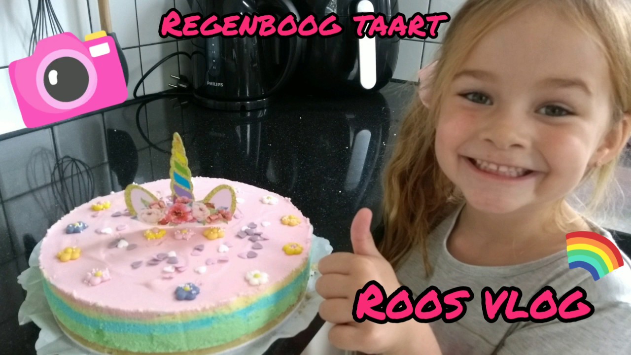 Spiksplinternieuw Roos vlog! Unicorn Regenboog Taart- Bakken met kinderen - YouTube PO-04
