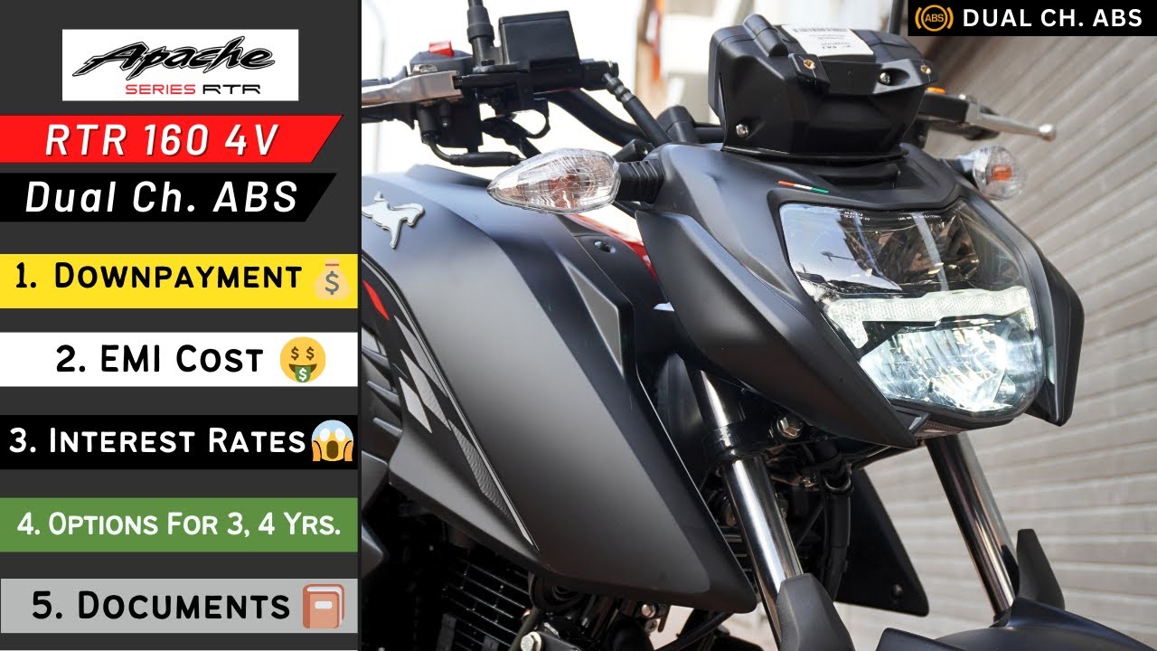 TVS Apache RTR 160 4V Dual Ch. ABS Finance Details 2024 I Minimum Downpayment I On Road Price I EMI