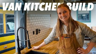 TINY KITCHEN LAYOUT | Kitchen Cabinets, Countertop, and Faux Tile