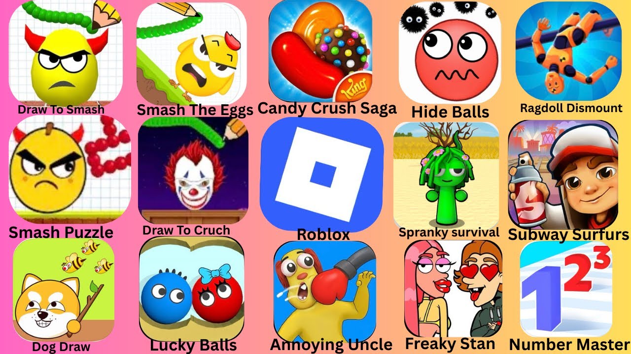 Spranky Survival,Subway Surfers,Draw To Smash,Lucky Balls,Roblox,Freaky Stan,Dog Draw,Smash Puzzle: