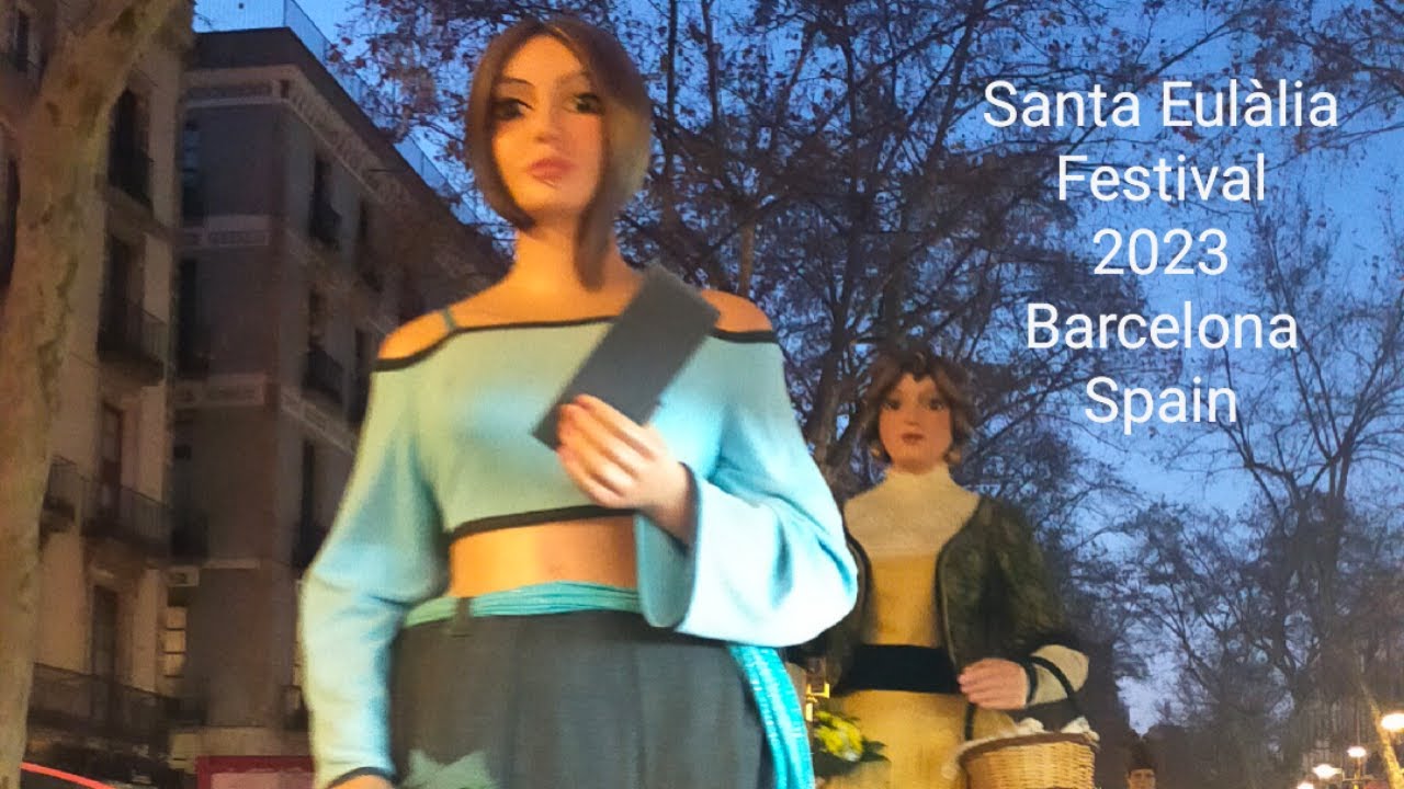 The Giants Parade Santa Eulalia Festival 2023 in Barcelona Spain 