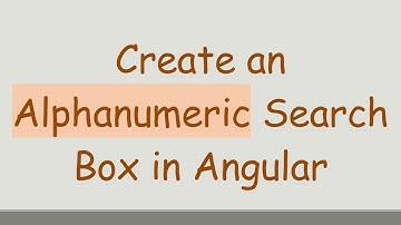 Create an Alphanumeric Search Box in Angular