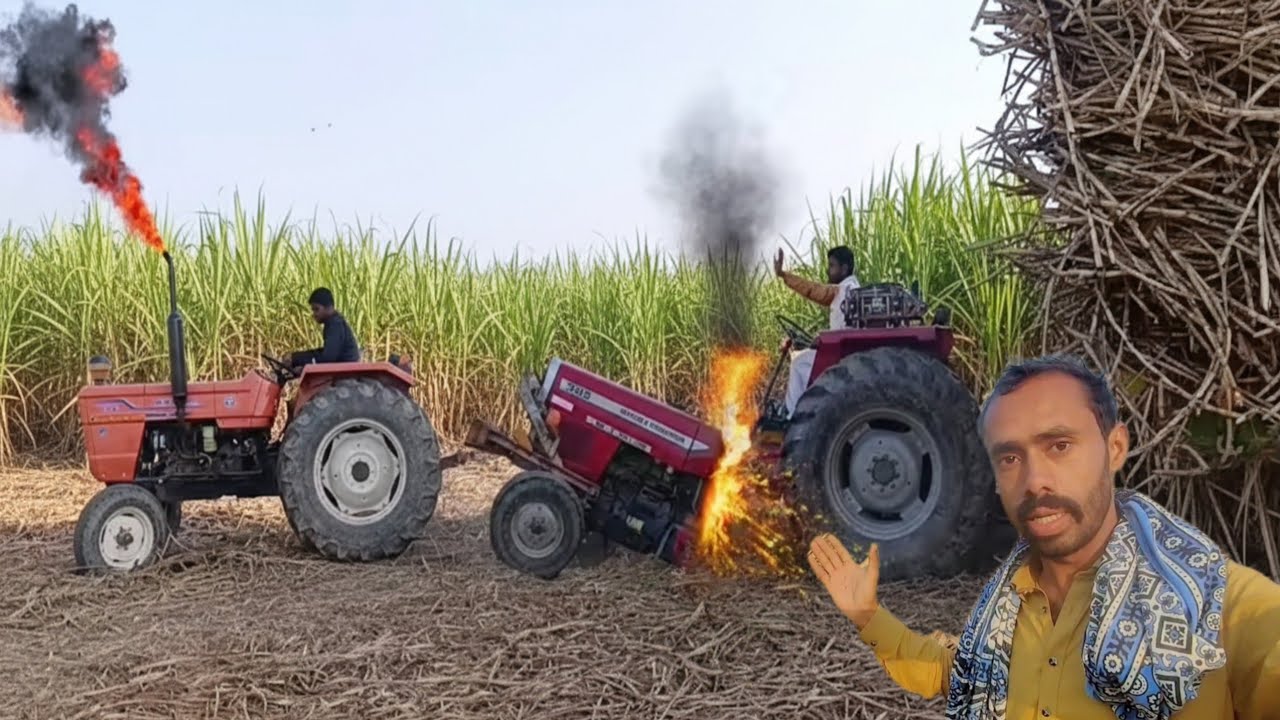 Alghazi tractor unbelievable power | mf 385 tractor power fails | sugarcane tractor trolley video