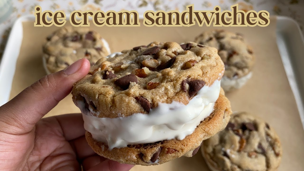 Chocolate Chip Cookie Ice Cream Sandwiches ♡ Bake With Me