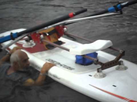 Row Board testing the Sliding Rigger attachment to the SUP 