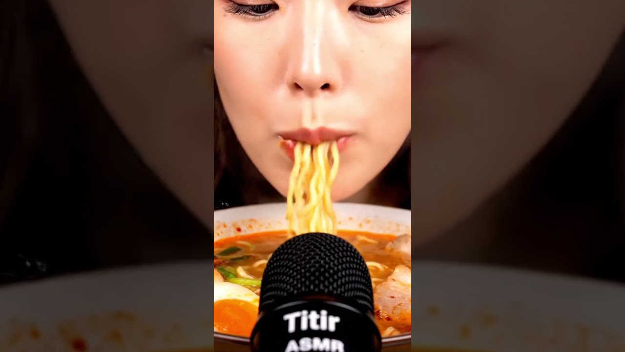 ASMR Eating Spicy Ramen Noodles & Chocolate Bar |Slurpy & Crunchy Sounds | Titir ASMR 
