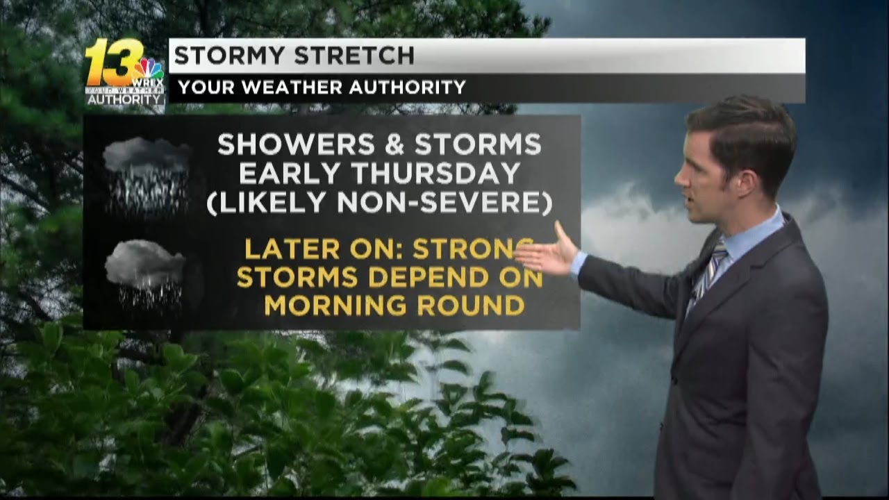 Showers and storms arrive Wednesday night - YouTube