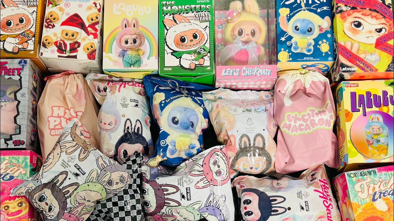Mega blindbox,labubu,stitch & Waku unboxing with Sweet Crunch 💕 No Talk 🎧Satisfying video |Relax💕