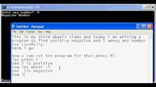 Program to find the Positive, negative and Zero among given input Number in Basic