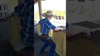 Lever Action Kid using shotgun skills learned from @DeadEyeCowboyActionShooting videos!