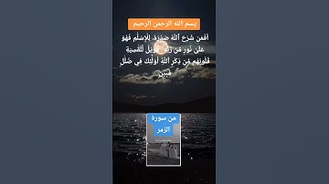 أفمن شرح الله صدره للاسلام فهو على نور من ربه.) من سورة الزمر
