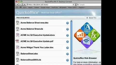 Transferring Files Using a Browser - Quickoffice® Pro for iPhone & iPod touch