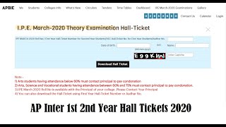 BIEAP Inter Hall Tickets March 2020 | AP Inter 1st 2nd Year Hall Tickets Out