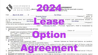 2024 Lease Option Agreement - How to Structure a Lease-Option with a RPA, RLMM, and OA Forms