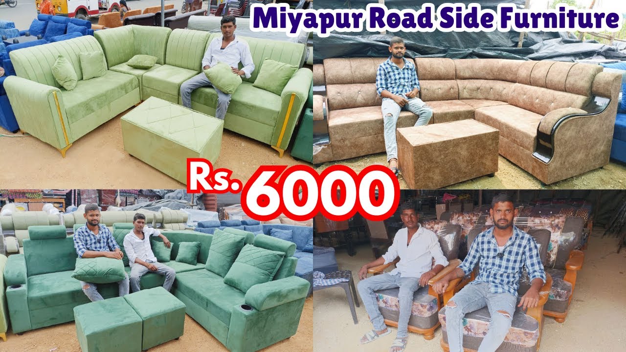 Cheap and Best Miyapur Road Side Furniture ₹ 6000 Teakwood Sofa Sets Dining Tables Almari & Cots