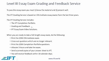 Level III CFA: Essay Exam Grading Service