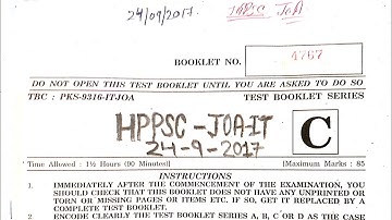 hp JOA-IT question paper 24-09 2017|| HPPSC ||solved