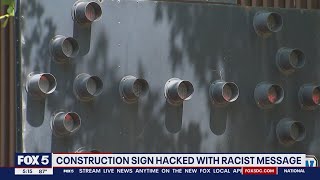 Construction sign in Montgomery Co. hacked with racist message