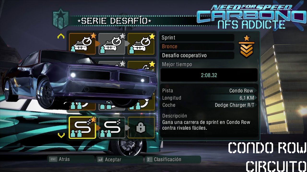 Need for Speed Carbon | 95. Desafios - 9.1 Condo Row - Sprint | Dodge Charger R/T 69' 