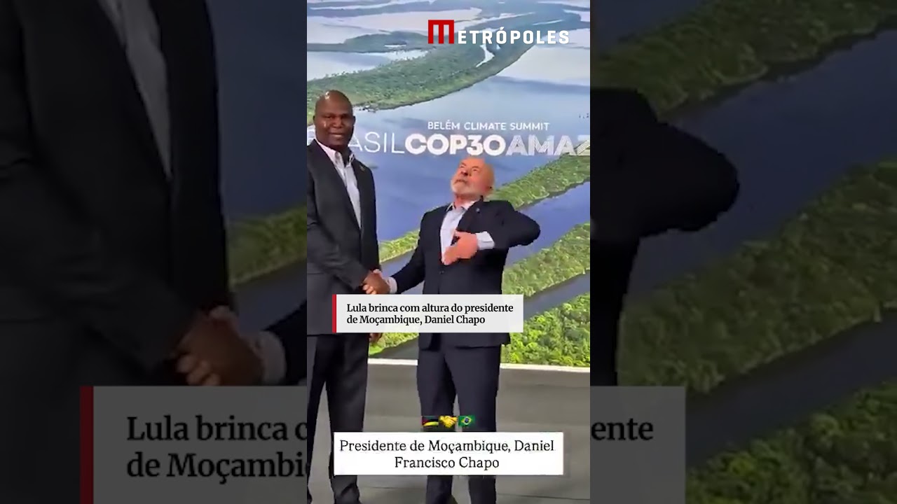 Lula brinca com altura do presidente de Moçambique, Daniel Chapo