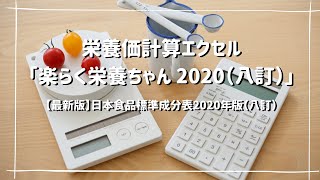 栄養価計算エクセル「楽らく栄養ちゃん 2020（八訂）」の使い方_日本食品標準成分表2020年版(八訂）